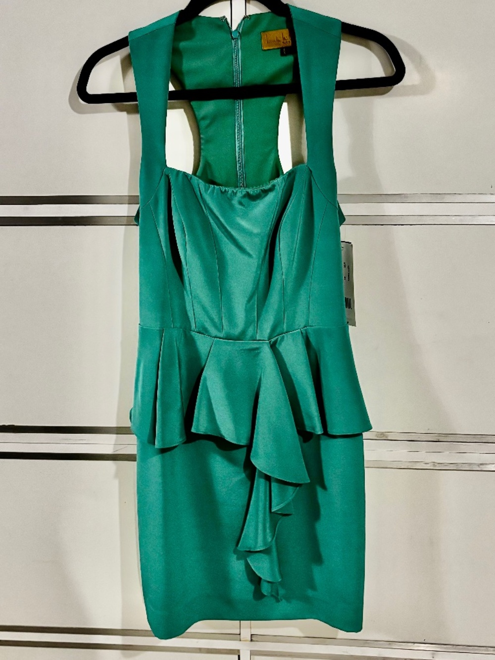 Nicole Miller Green Cocktail Dress Racer Back Sz 8
